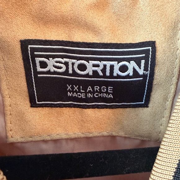 Distortion Tan Bomber Jacket Men’s XXL Varsity Style Zip Front Lightweight - Picture 5 of 5